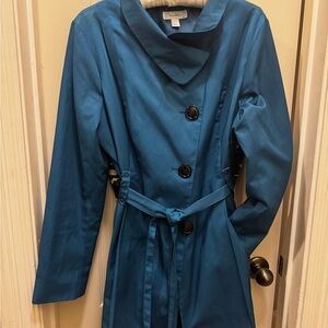 dressbarn Teal Double-Breasted Trench Coat